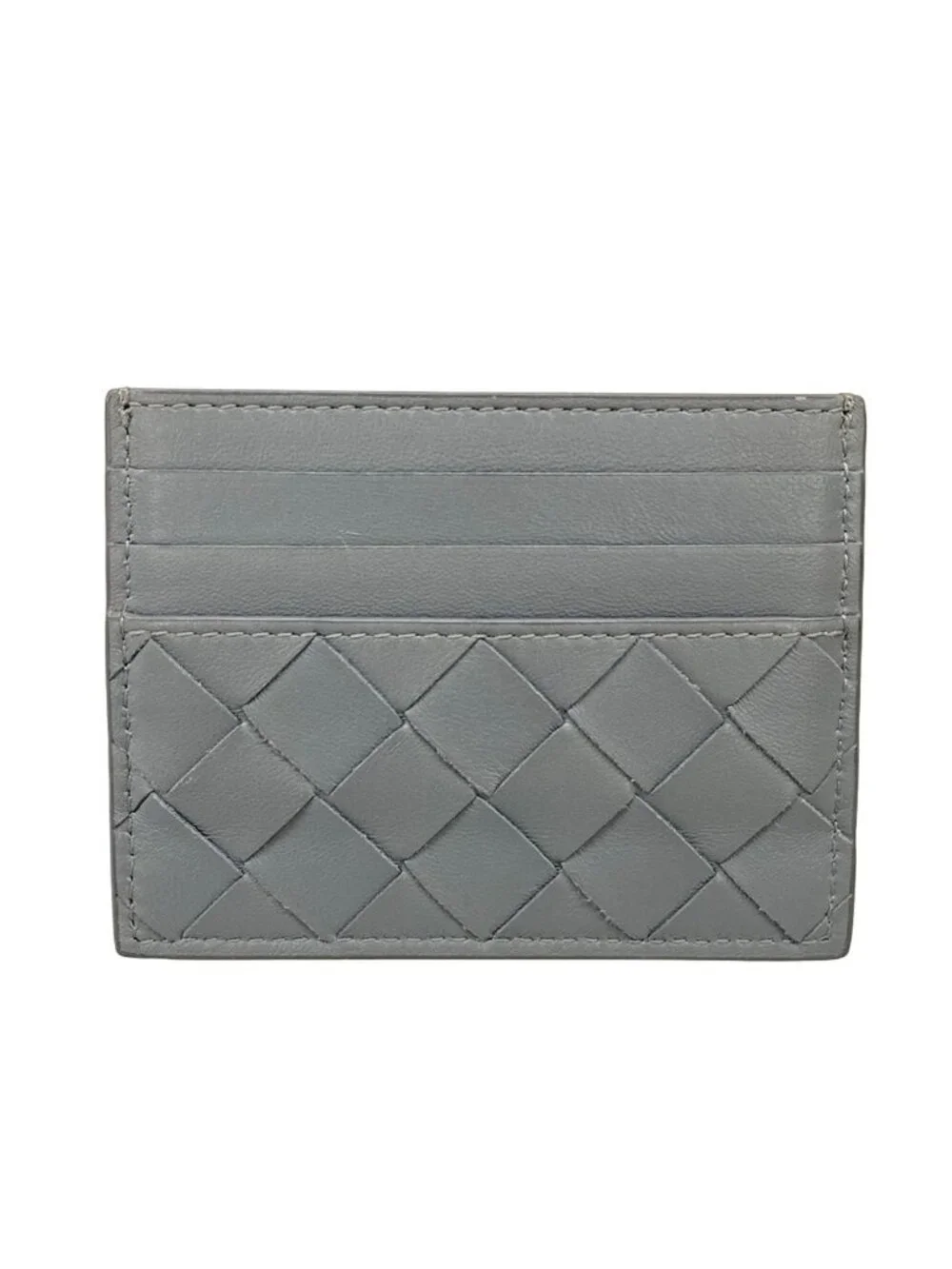 Bottega Veneta Card Case Maxi Intrecciato Dark Gray Leather